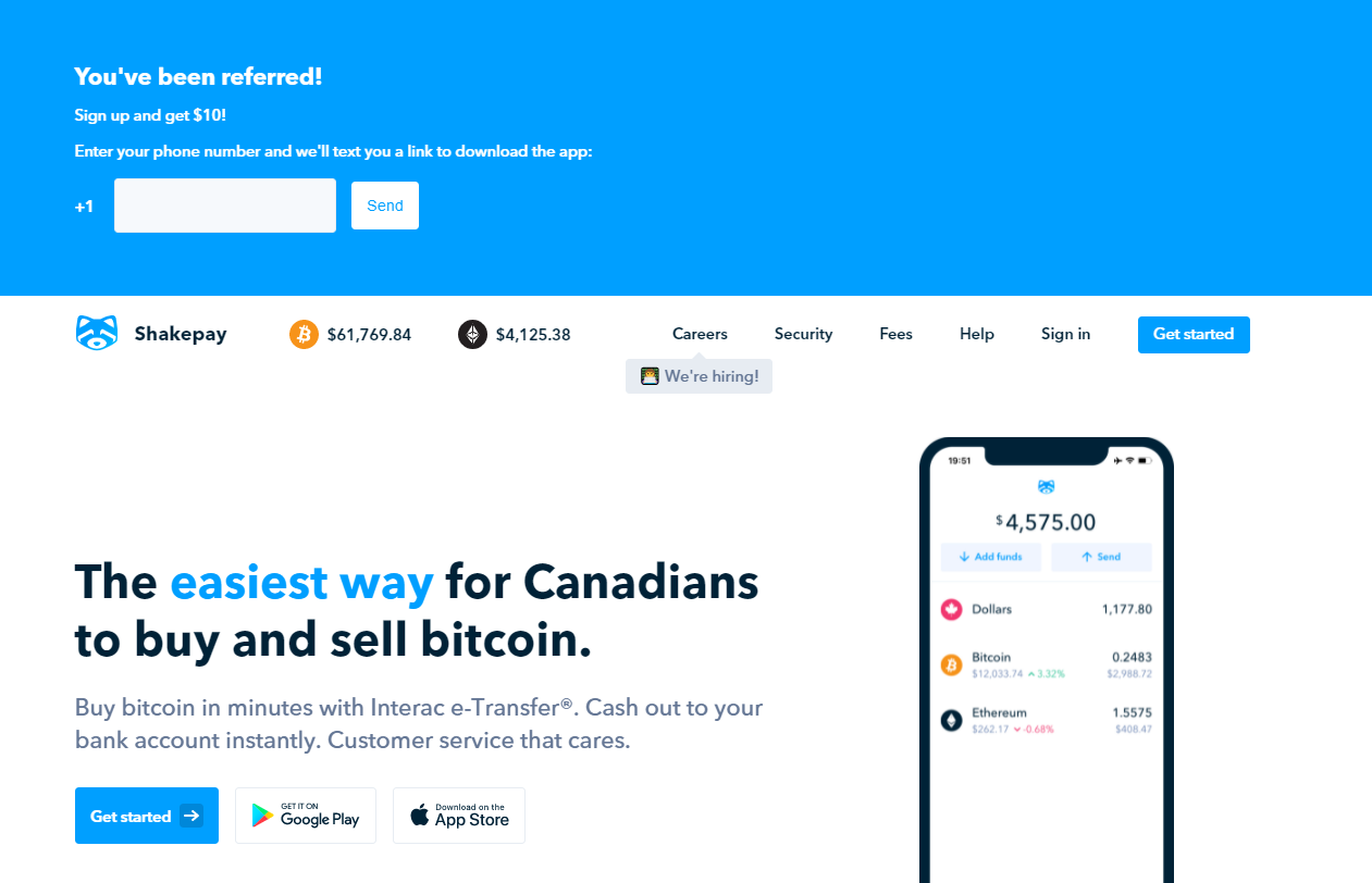 Shakepay referral signup page